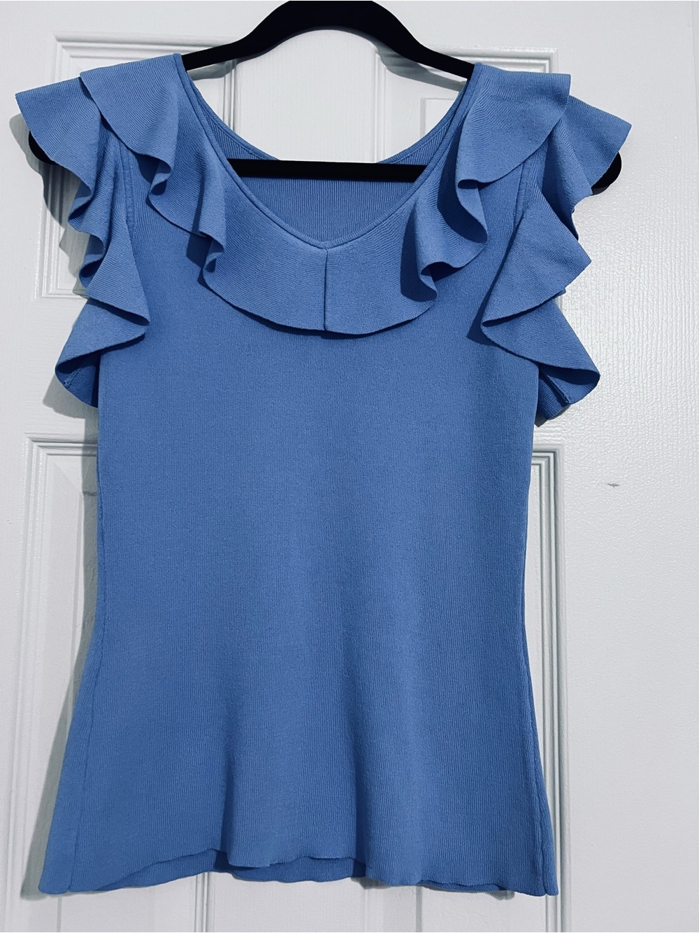 ANTONIO MELANI Sky Blue Ruffle Sleeve Knit Camisole